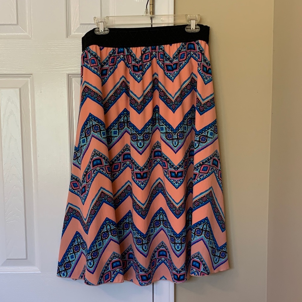 LuLaRoe A-Line Skirt - Pink and Blue Chevron